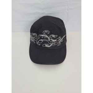 Scala Pronto Womens Adjustable Pageboy Cap Black With Silver Embroidery